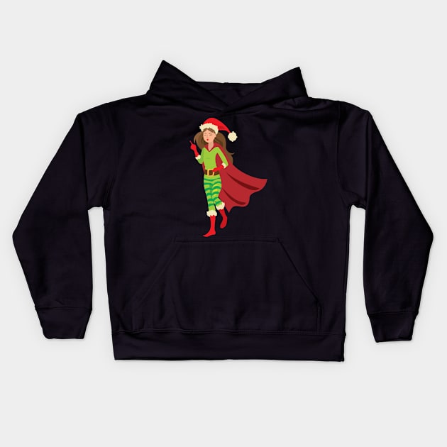 Christmas Superhero girl Kids Hoodie by holidaystore